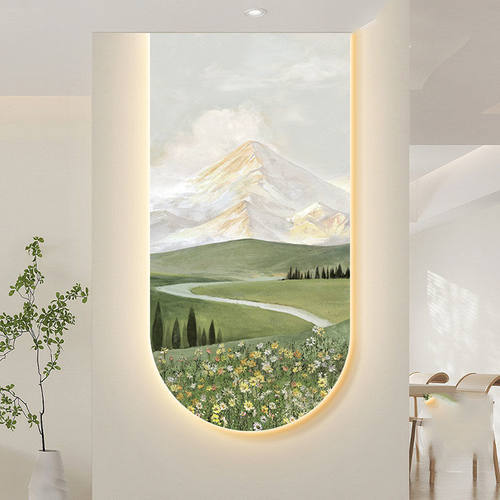 玄关画装饰画竖版风景客厅背景墙壁画北欧风抽象入户走廊过道挂画