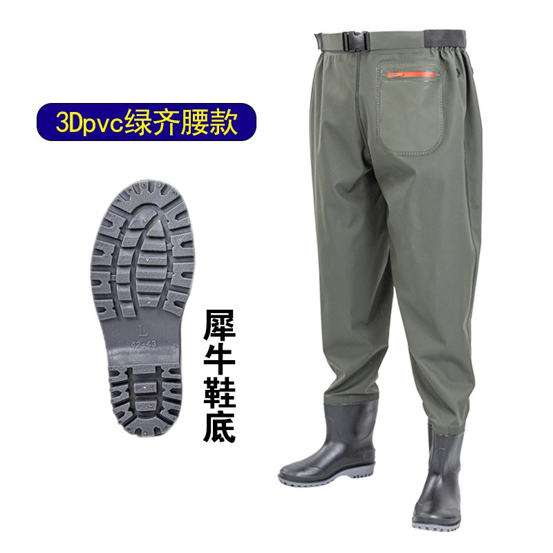 下水裤水鞋连体全身水库半身皮裤男皮叉捉抓鱼防水衣雨裤雨鞋一体图片