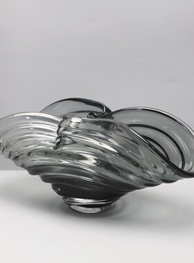 欧式轻奢创意烟灰琉璃果盘桌面收纳摆件样板间售楼部客厅软装饰品