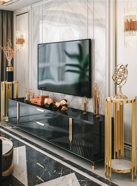 轻奢客厅落地摆件装饰架电视柜旁边置物架大型北欧沙发大理石花架