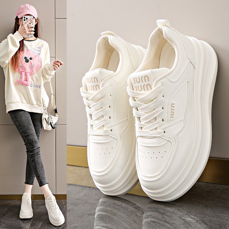 踩屎感超软d松糕小白鞋女2025春季新款34码增高6cm运动鞋厚底板鞋