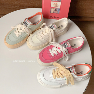 鲁鲁蛋韩系百搭小白鞋女2023新款夏季薄款透气帆布鞋学生小众板鞋