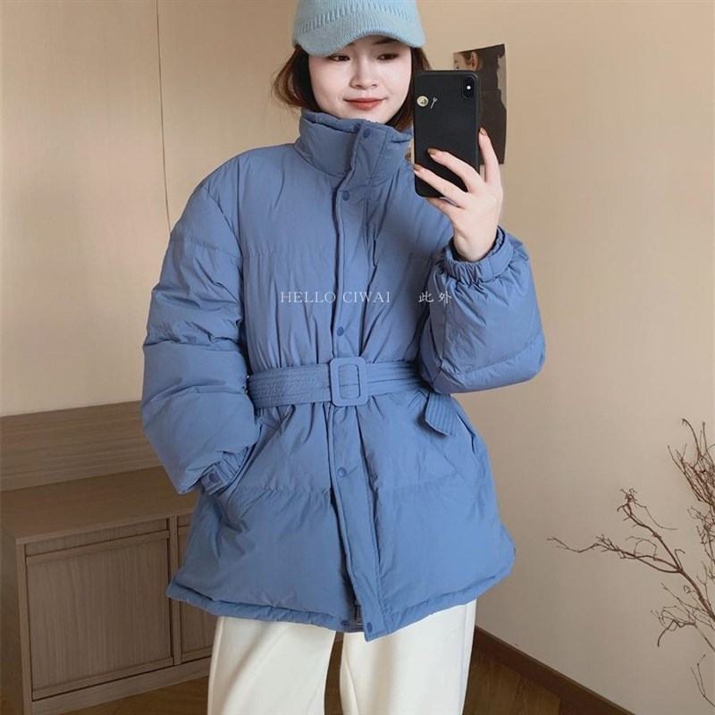 此外腰带b羽绒服女冬季新款韩版休闲宽松显瘦保暖上衣面包服外套图片