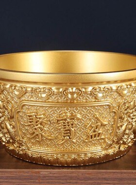 聚宝盆摆件招财纯铜实心存钱罐家C用客厅店铺办公室聚财黄铜米缸