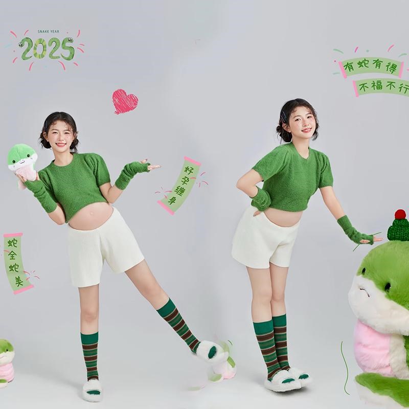 影楼新款孕妇照服装慵懒风毛衣针织套装孕妈咪大肚艺术照摄影衣服