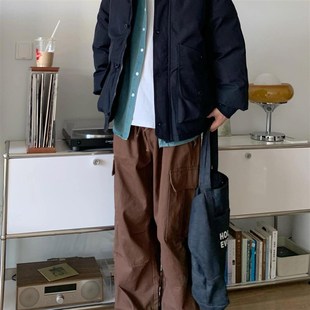 男装高级感穿搭套装冬季日杂风棉服外套冬装M一套搭配直筒长裤男