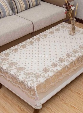 EM2O田园欧式蕾丝免洗茶几桌布台布布艺塑料PPVC茶几巾垫防烫防油
