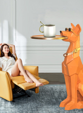 北欧大型落地狗摆件轻奢客厅卧室装饰品电视柜边收纳托盘乔迁送礼