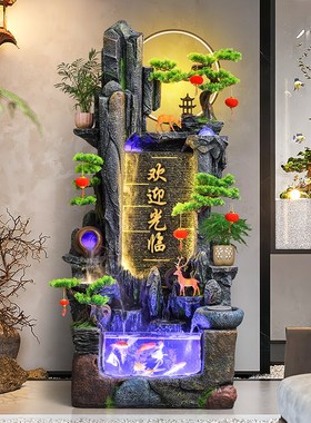 假山流水招财喷泉摆件客厅阳台循B环水景观办公室鱼缸加湿器装饰