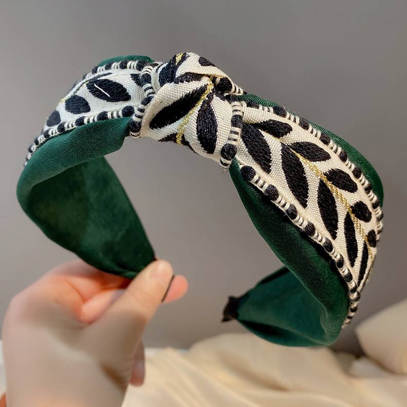 新品 网红2022年新款刺绣撞色打结发箍宽边女夏季头箍发卡发窟洗
