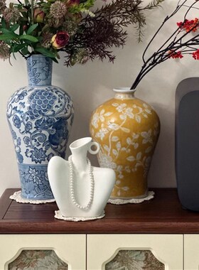 艺术创意装饰f摆件锁骨花瓶小众轻奢高端新中式搭配乔迁礼物新房