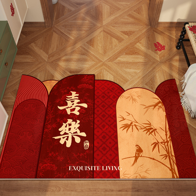 入户门地垫2024新款qPVC皮革免洗门垫高级感结婚进门脚垫家用耐脏