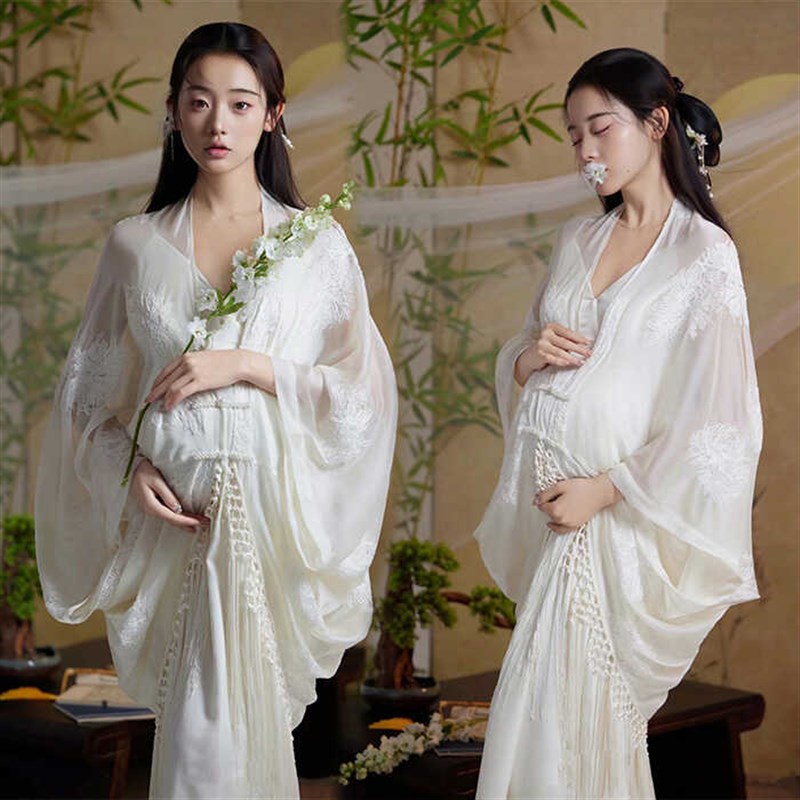 新款影楼主题孕妇服装新中式复古孕妈咪连衣裙艺术照写真主题服装