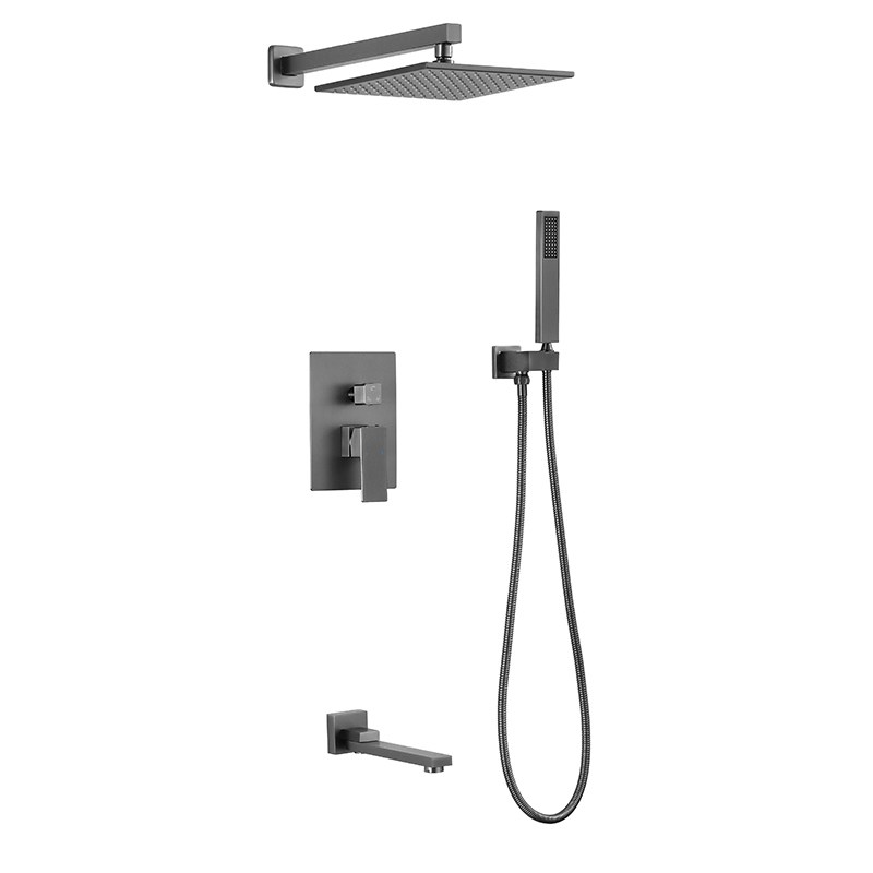 暗装淋浴花洒f套装入墙式预埋嵌入式暗I藏内嵌式暗埋卫生间枪灰色