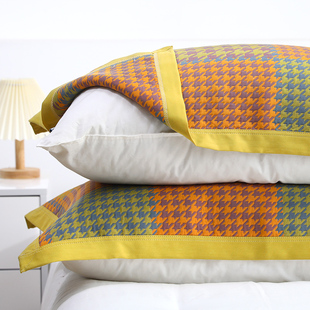 纱布纯棉枕巾一对装单人成v人枕头巾枕芯盖巾柔Q软吸汗透气四季家