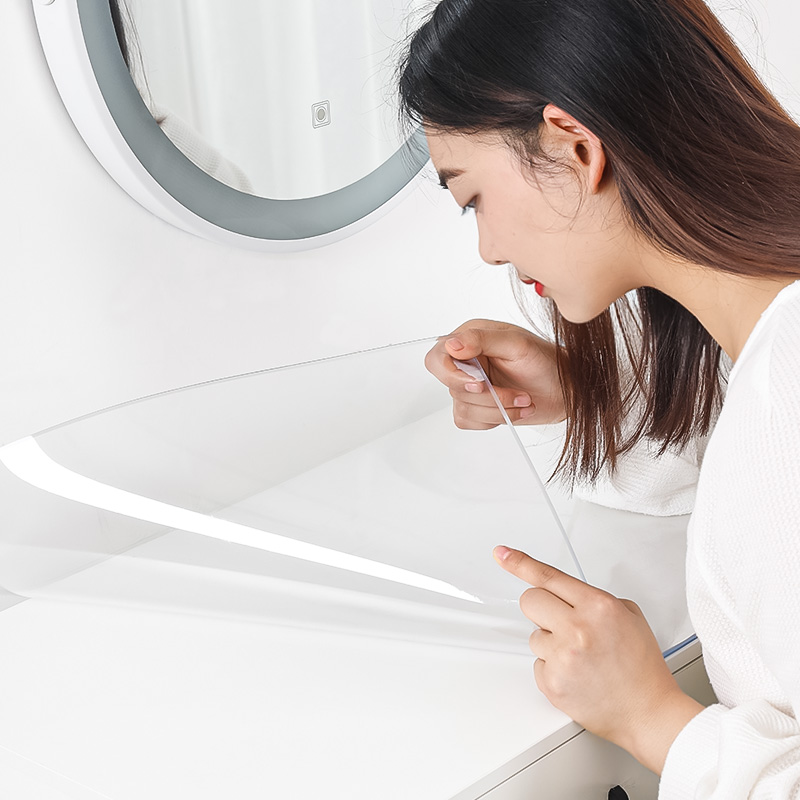 梳妆台桌布长方形美甲桌面垫塑料pvc透明化妆台桌布防水桌垫盖布