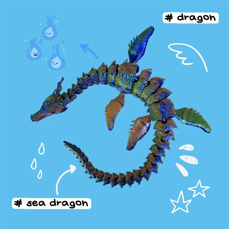 饰品摆件潮玩打印海龙关节活动桌面车内创意摆件生日礼物鱼缸造景