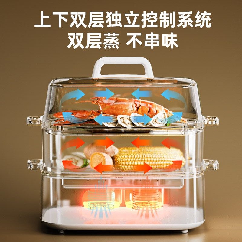 摩动电蒸锅多功能家用多层蒸汽锅隔水蒸炖锅不锈钢电蒸箱电蒸笼