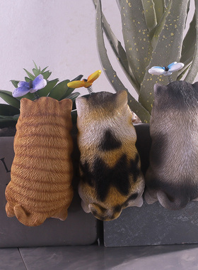 可爱小猫花园花盆挂件户外院子阳台造景小饰品挂饰橘猫咪花架装饰