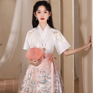 高级感粉色织金缎面新中式马面裙女春夏国风半身裙子a字百褶短裙