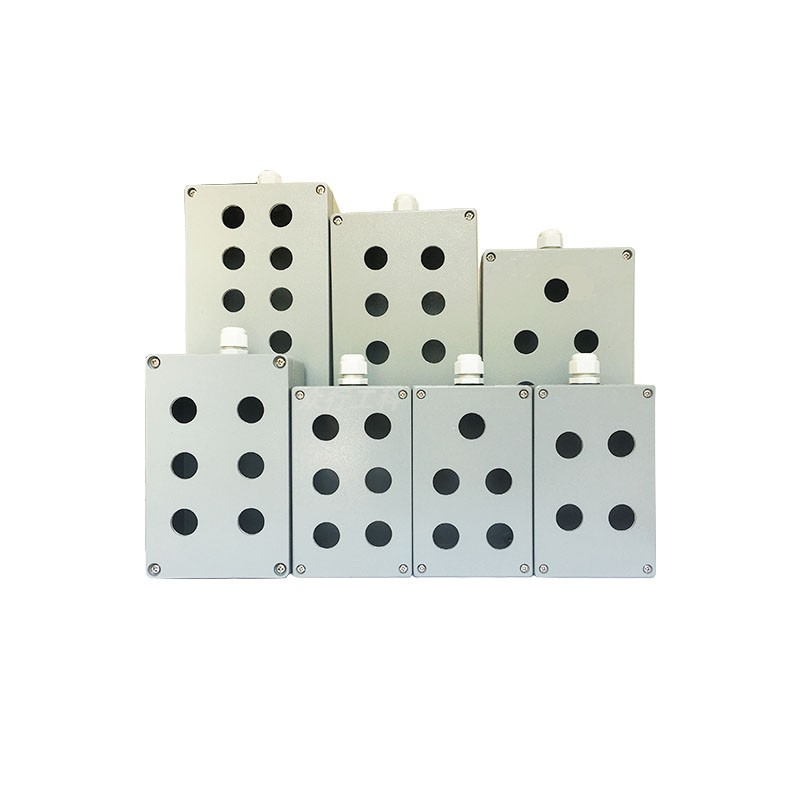 铸铝防水按钮盒金属防爆控制盒开关急停盒12345678位22MM铝合金箱