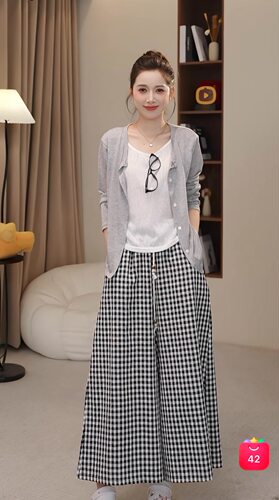 【小四专享】天丝冰感冰感防晒上衣假两件上衣格子裤套装602