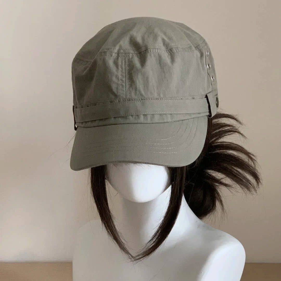 thumbnail for Suitable for hairstyles: thin equestrian hat, utility style, wind rivet flat hat, women's face-flattering sun-shading hat, sun-protection baseball hat