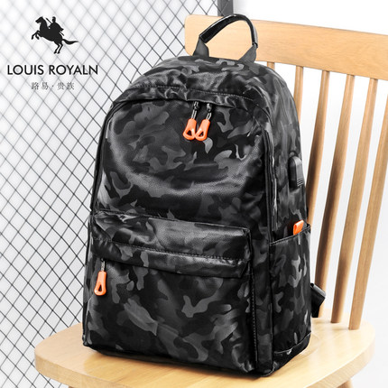 新款双肩包男休闲男生包包男士背包笔记本电脑包书包大学生旅行包