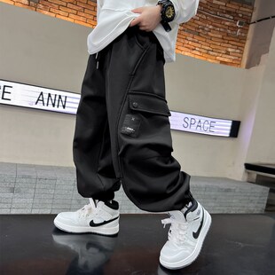 酷帅宽松裤 男大童春秋韩系束脚工装 儿童男孩春季 2025新款 子潮 卫裤