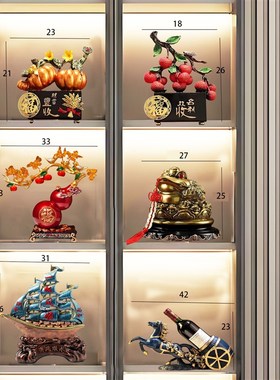 新中式客厅书房带灯玄关展柜高档摆件装饰家居工艺品乔迁新居礼品