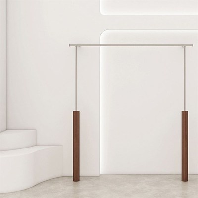 服装店展示架落地式靠q墙架不锈钢挂衣架男女装店实木侧挂陈列道