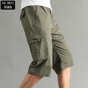 夏装 中老年纯棉宽松大码 外穿中年中裤 爸爸工装 男士 7分短裤 七分裤