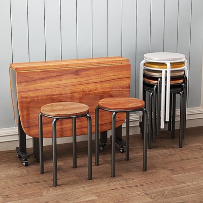 新款家用餐桌凳现代o简约加厚可叠放小圆凳子餐馆饭店小凳子