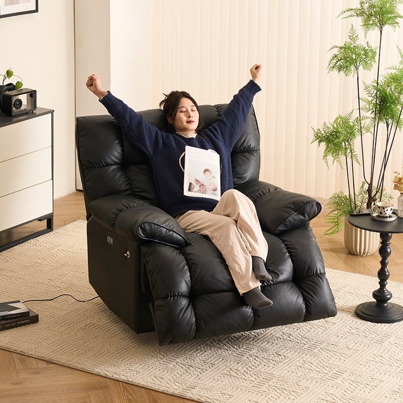 生态牛皮头等多功能舱太空懒人沙发可躺可睡云朵单人沙发电动摇椅,住宅家具,功能沙发,淘宝优惠券,粉丝福利购,淘宝优惠卷