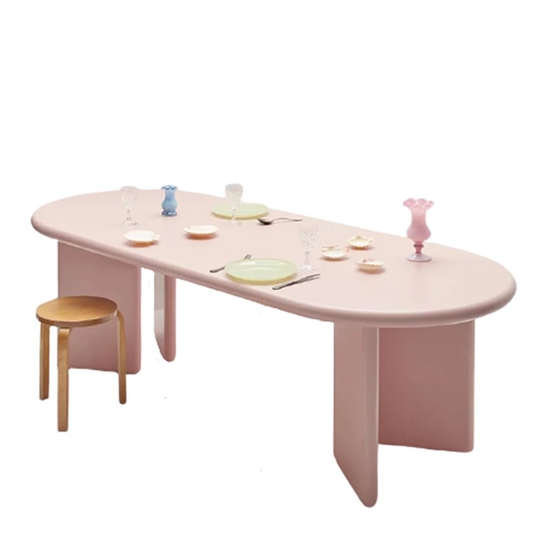 北欧实木个性餐桌椭圆形长桌子简约设计师书桌工作台现代洽谈长桌