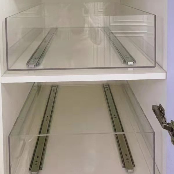 网红高透明白色亚克力拉篮抽屉托盘橱柜储物盒展示收纳盒定制