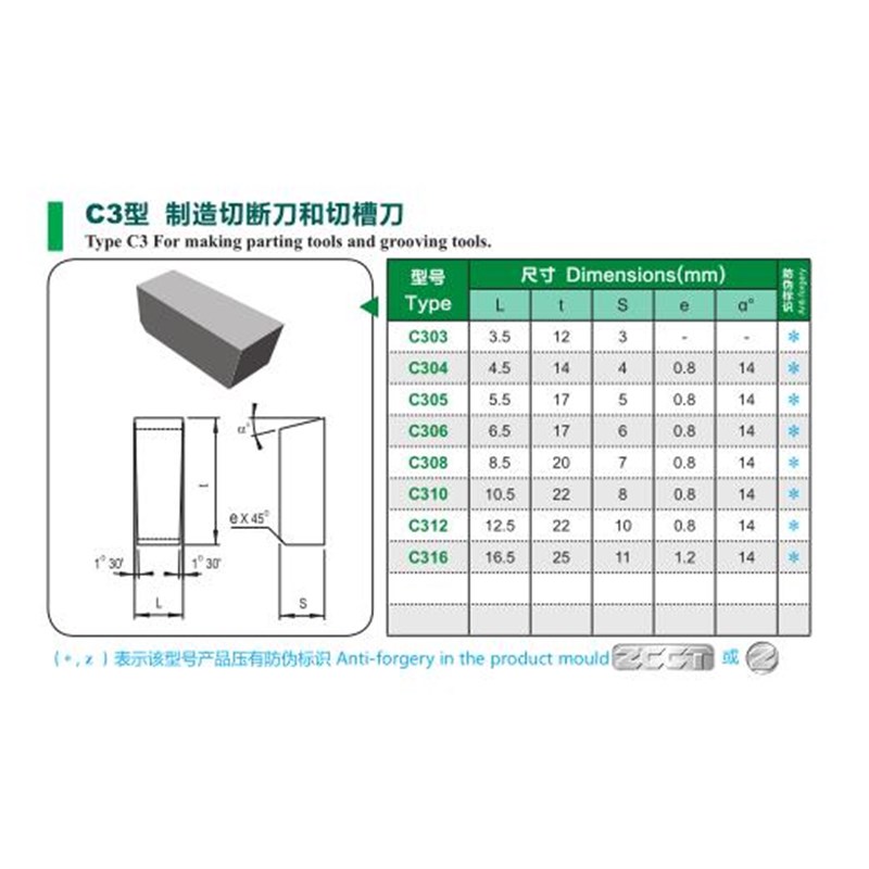 硬质合金钨钢铣刀片螺纹焊接刀片YG6 YG8 YS8 YT15 YW1 YW2 C304