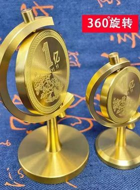 赚他高级感小众客厅办公桌车载汽车一个亿元纯黄铜解压发疯小摆件