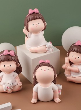 创意治愈系瑜伽造型女孩摆件少女心房间布置桌面车载装饰品小物件