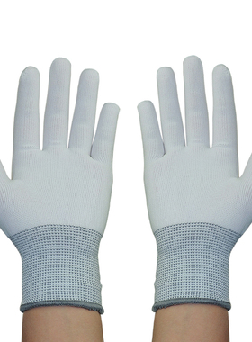 36双夏季超薄短款尼龙丝线工作纯白手套劳保弹力性开车防晒男女用