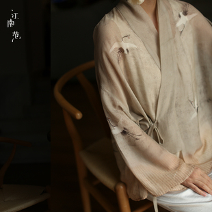 江南范小个子改良版复古国风汉服旗袍式外套真丝宽松披肩开衫上衣