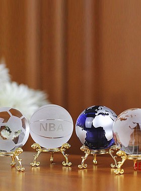 欧式水晶球地球仪摆件客厅装饰品足球家居办公室礼品手工艺黄色球