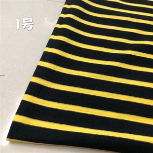 条纹针织莱卡棉弹力布料夏凉舒适T恤汗衫连衣裙套装宝宝服面料