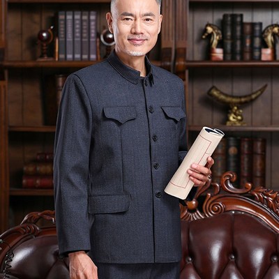 中山装套装男老式中山服老年人衣服老人外套爷爷装爸爸装春夏唐装