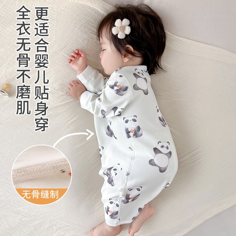 宝宝睡衣春秋款婴儿睡袍四季通用防踢被连体衣睡裙儿童早秋家居服