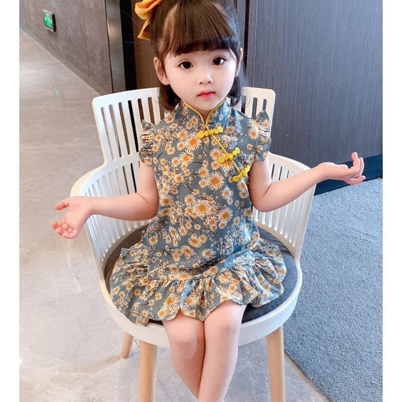 汉服女童夏装2021新款儿童夏季旗袍中国风宝宝古装国潮小女孩唐装