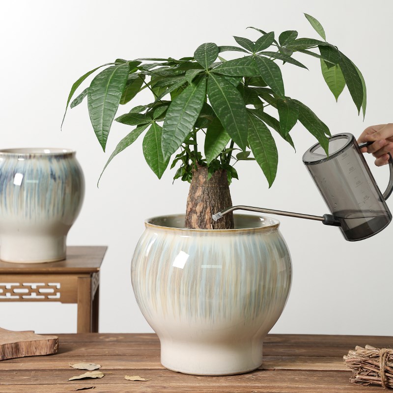 北欧风大口径家用陶瓷花盆室内桌面摆放落地发财树兰花冬青专用盆