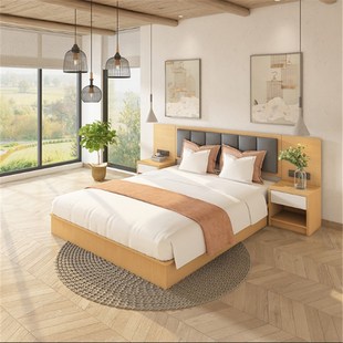 酒店家具标间全套定制快捷客房双人床源头工厂公寓民宿宾馆专用床