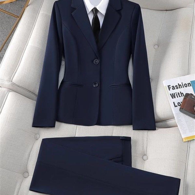 西装外套女春秋正装职业套装女大学生面试高档女士西服黑色小个子