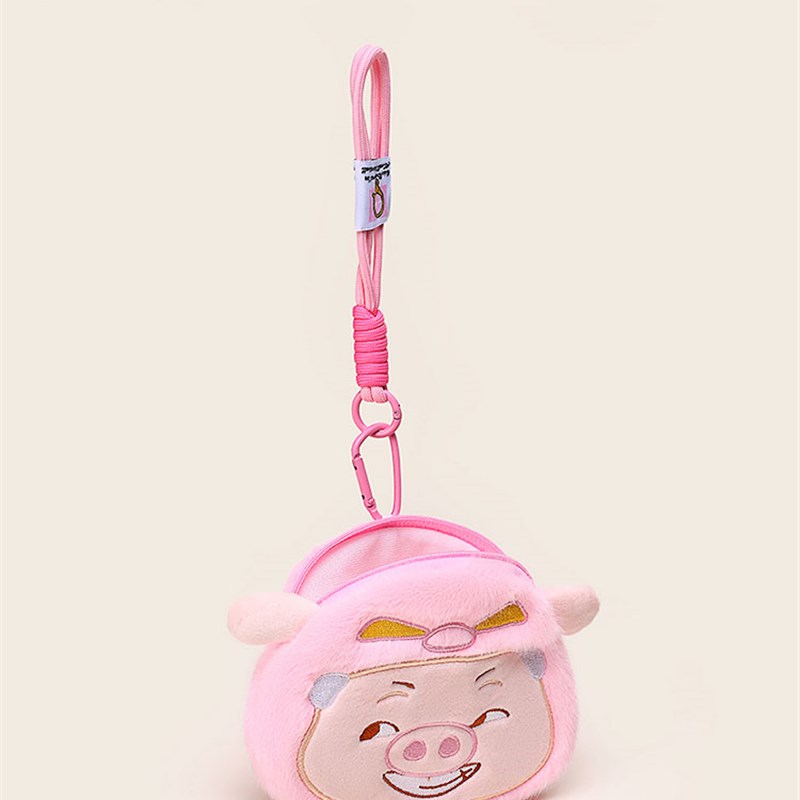 余义可爱粉红猪人移动硬币钱包大容量耳机袋访问卡袋钥匙炼吊坠